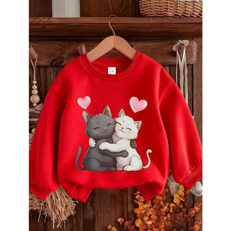 Kids Sweatshirt Print Sweatshirt - Long Sleeve Round Neck with White & Grey Hug Design, Soft Warm Fall Winter Casual Easy-Care