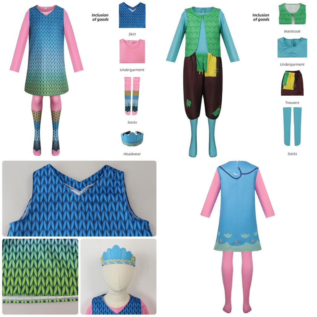 Cute Fantasy Trolls Cosplay Costume Poppy Dress Anime Halloween Stage Outfit