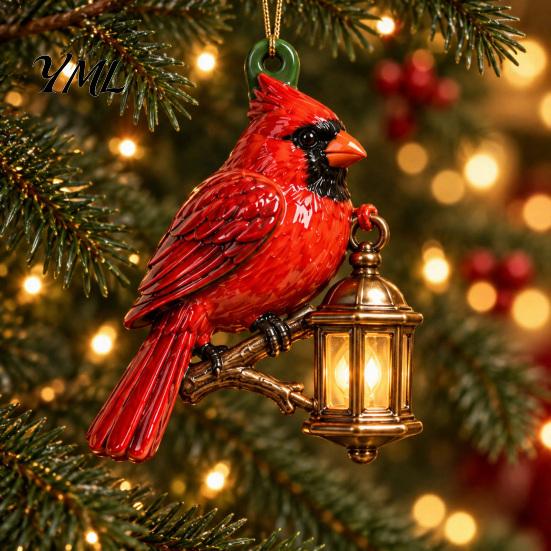 Weihnachtsgeschenk für Freunde Roter Vogel Weihnachtsbaumschmuck, Acryl Hängedekoration Dekorative Ornamente Zuhause Feiertag, Festlicher Anhänger Party Kamin,