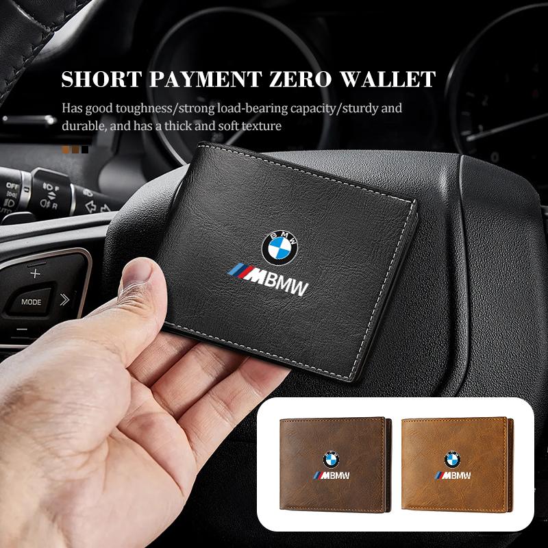 BKSN4 Car Men Women Short Wallet Credit Card Holder Payment Zero Purse For BMW G30 G20 M3 M5 E91 E92 E93 E36 E70 X3 X4 X5 X1 E39 F30