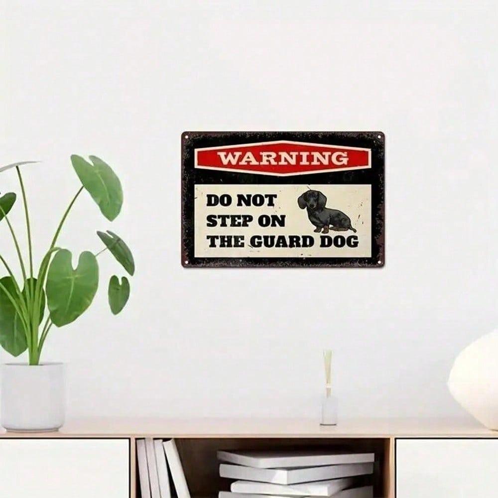 Lustiges Hundeschild "Achtung Nicht Auf den Wachhund Treten" Vintage Dackel Blech Metall Wanddekoration