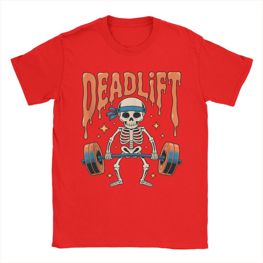 Streetwear T-Shirt Beach Funny Skeleton Deadlift Halloween Gym Workout Trendy T-Shirts Cotton Tshirt Man Y2K Retro Design Tops