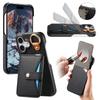 Cards Solt Ring Holder Lychee Pattern Leather Case for iPhone 17 Pro Max 16 15 14 13 12 11 with Makeup Mirror Shockproof Cover