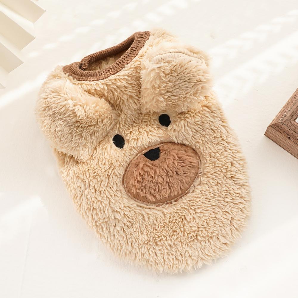 Cartoon Flannel Thermal Teacup Dog Small Milk Dog Dog Cat Teddy Clothes Vest Pet Supplies
