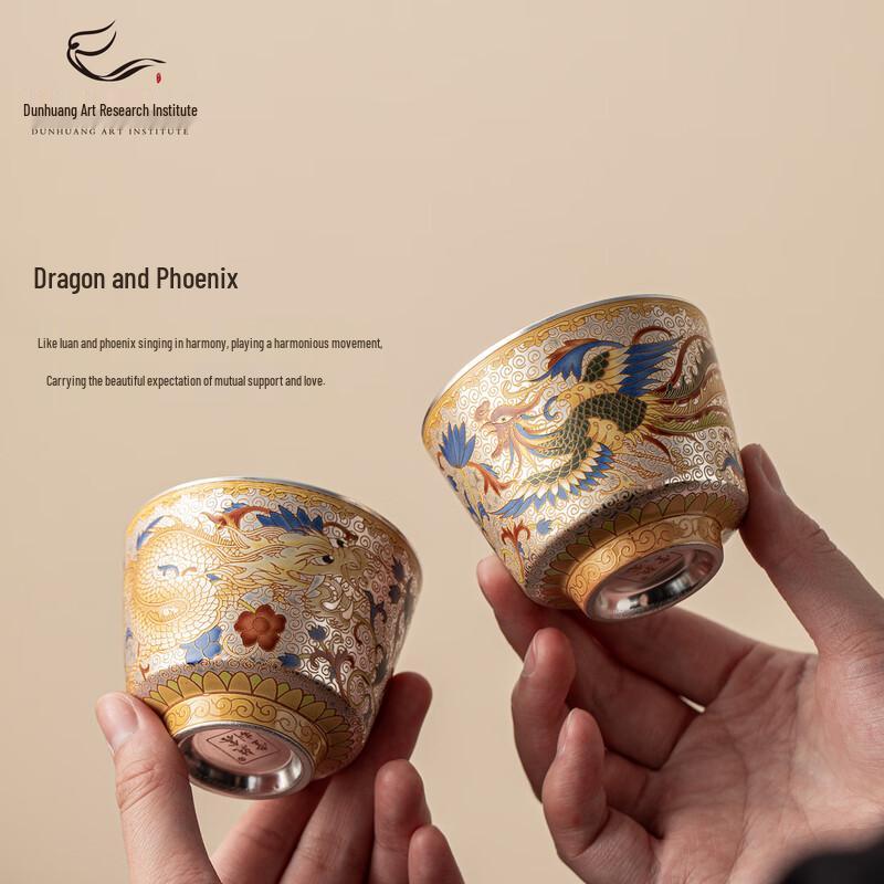 

Dunhuang Art Dragon & Phoenix Gilded Enamel Couple Tea Set