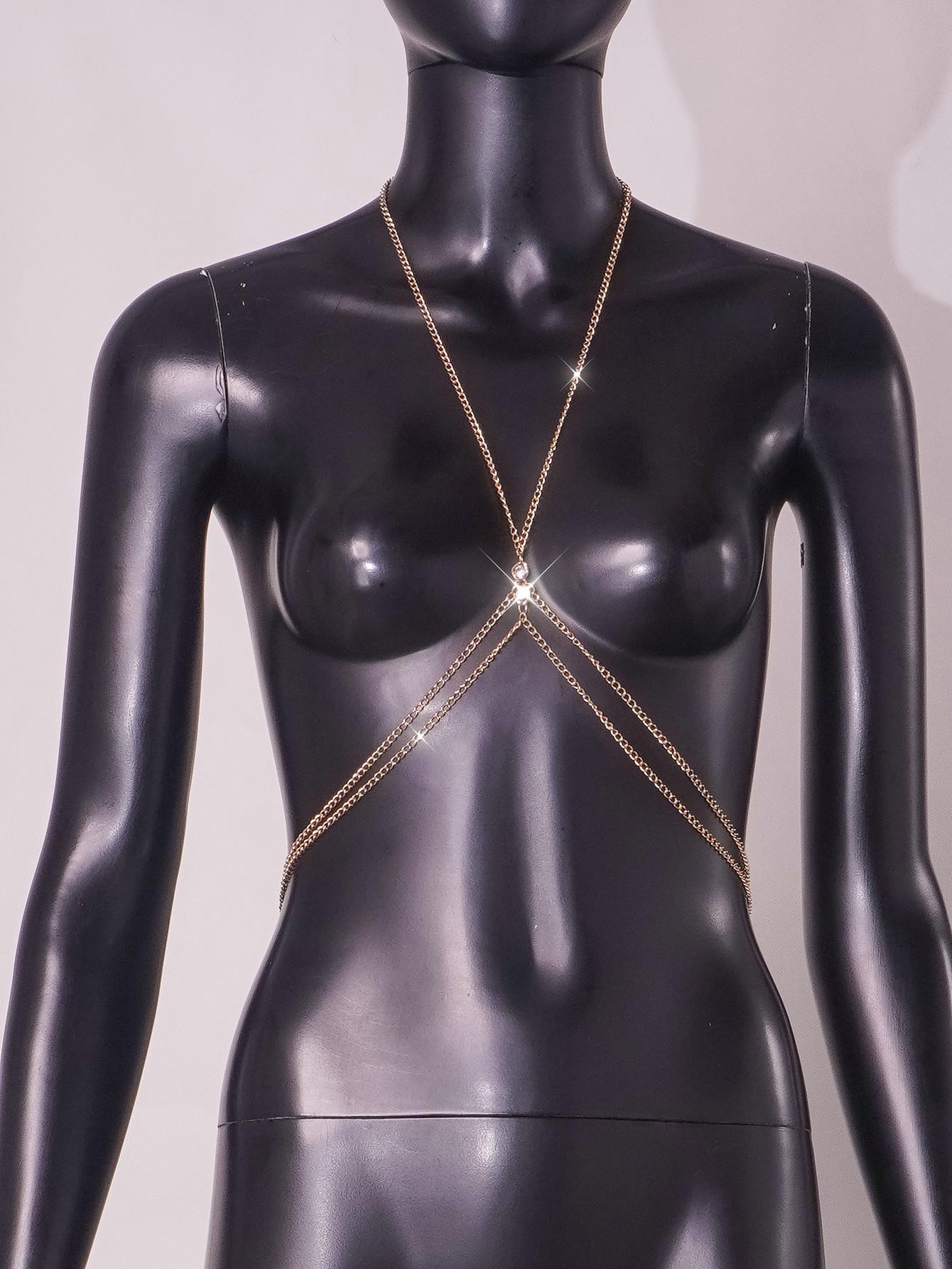 

Новая сексуальная преувеличенная пляжная бижутерия для тела с цепочкой, сверкающим бриллиантовым кулоном, кисточкой one size fits all золотой