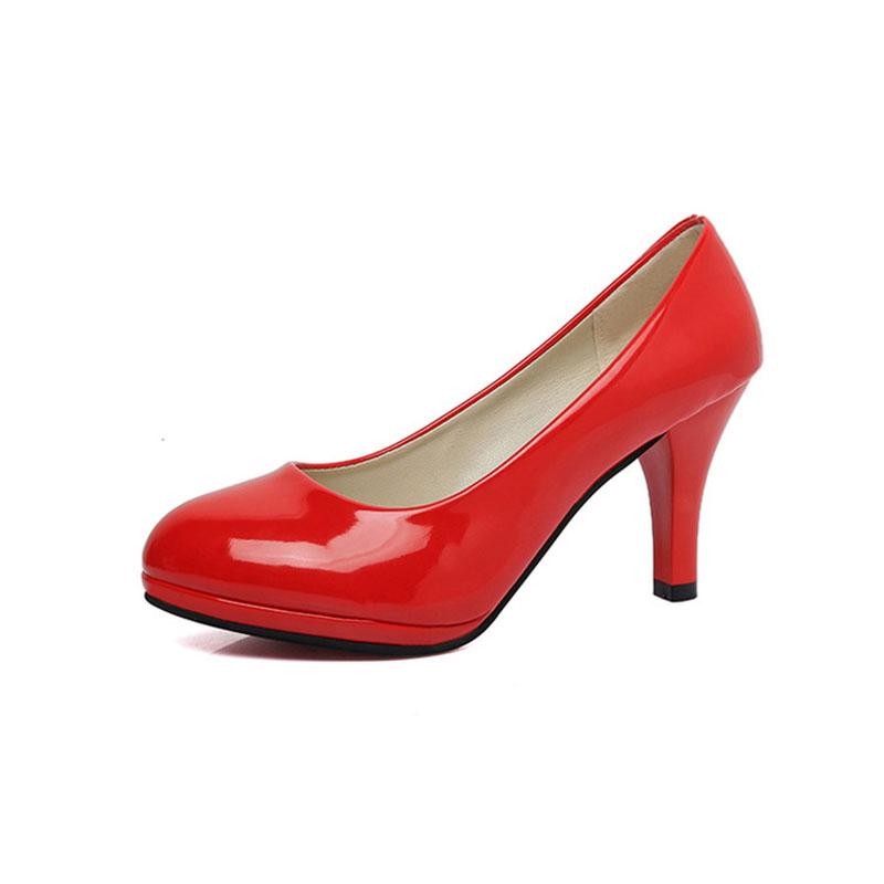 High Heels Neue Schuhe Damen Weiß Hochzeitsschuhe Dicke Hohe Absätze Mode Party Pumps Schuhe Schwarz Rot Große Größe 34-42