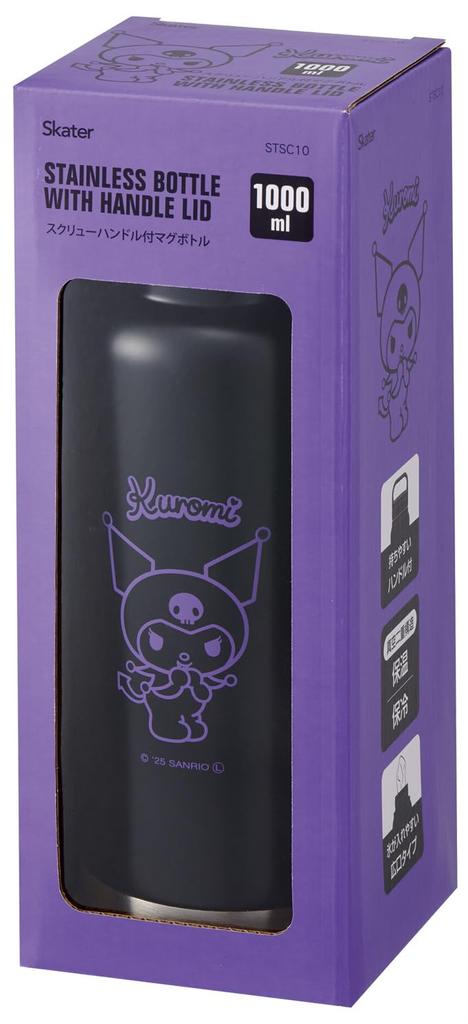 Skater Insulated Stainless Steel with Screw Sanrio Kuromi Mug, 1000ml, Handle, Design, STSC10-A