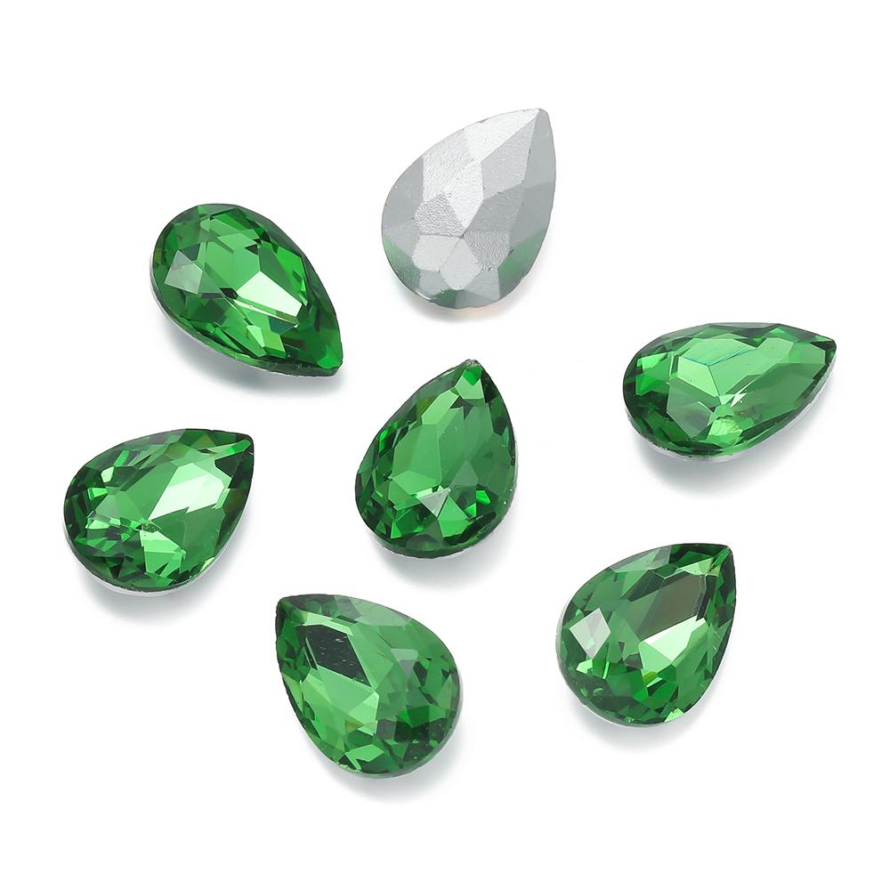 10 Stück/Los Tropfenförmige Glasperle Kristall Edelstein Spitze Rückseite Tropfenform Strasssteine Aufkleber Strassstein Für DIY Schmuckzubehör