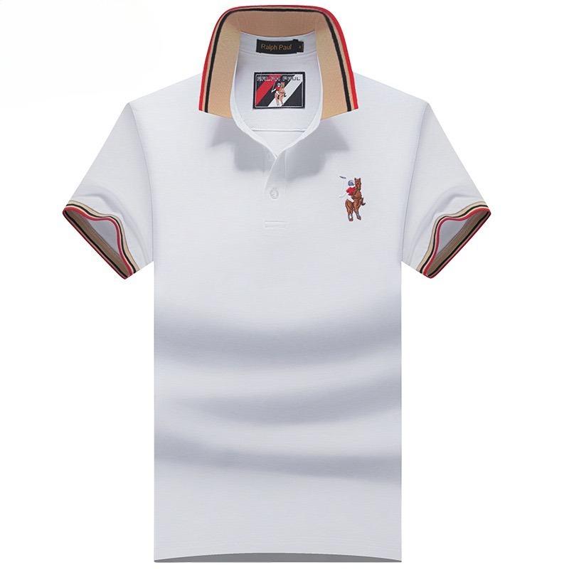 TrendHub Polo Shirt Men High Quality Cotton Mens Short Sleeve Solid Color Embroidery Business Casual Polo Shirt