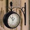 Wall Clock Retro Double-Sided Wall Clock Battery Operated Silent Station Clock Antique Wall Clock For Living Room Bedroom Office
