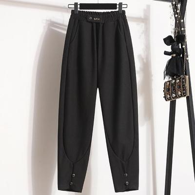 DIMANAF 2023 Plus Size Long Pants Women Elastic Loose High Waist Vintage Solid Cotton Loose Casual Female Basic Trousers Harem Pants Wide Leg Pants
