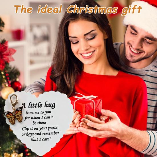 Ciondolo Farfalla con Biglietto Ispirazionale Supporto Emotivo Abbraccio Tascabile Portachiavi Farfalla Ciondolo Decorazione Portafoglio Natale Compleanno Regalo di Incoraggiamento