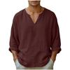 Men's Casual And Fashionable Loose V-neck Long Sleeved Shirt Top
