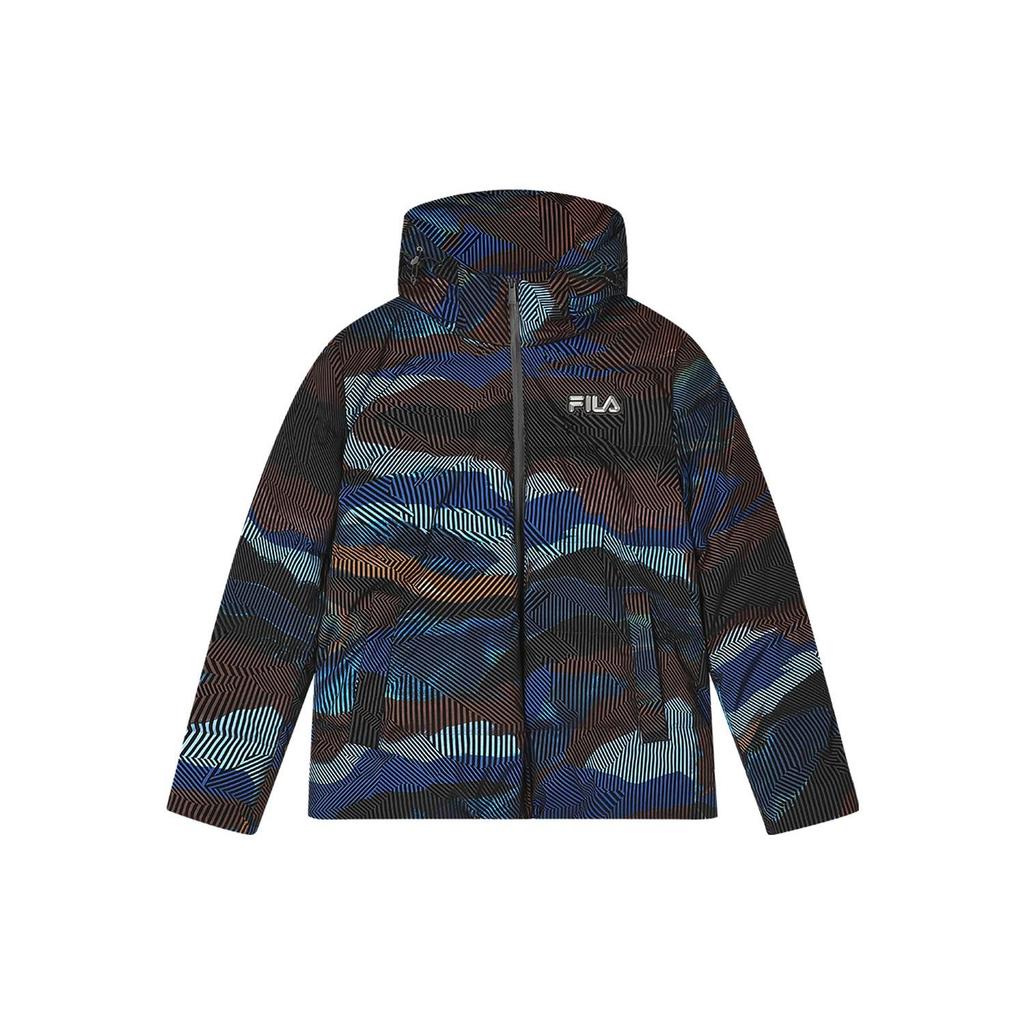 FILA Striped Logo Printed Hooded Casual Down Jacket Men Jackets F11M348905F-ZA