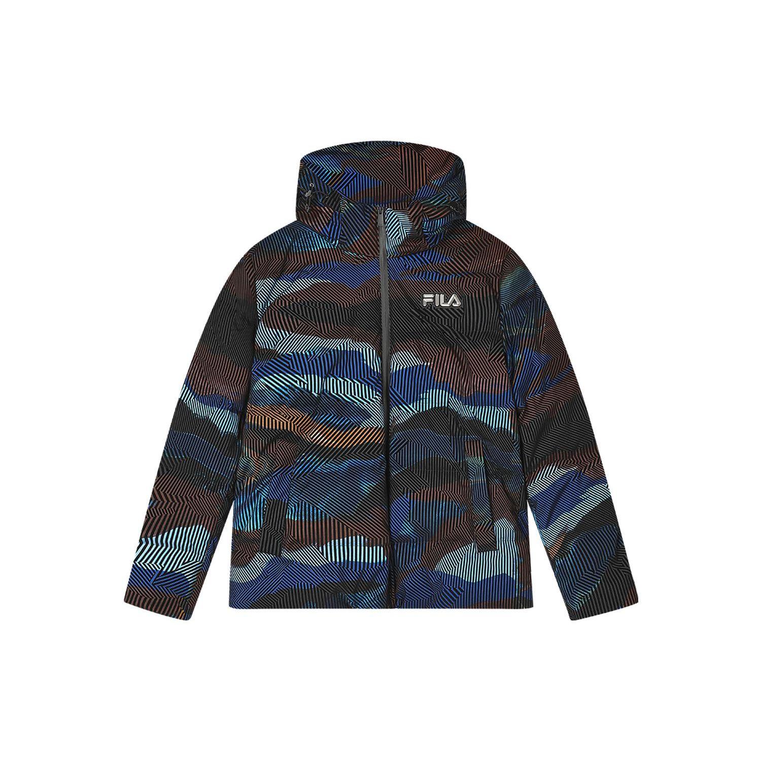 

FILA Полосатый логотип напечатанный капюшон повседневная куртка пуховик мужские куртки F11M348905F-ZA XL
