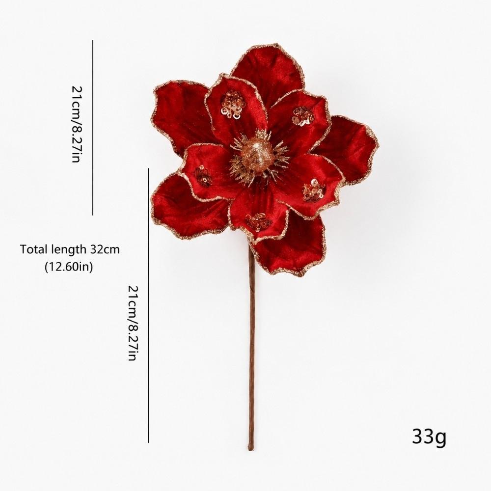 Sequins Christmas Glitter Flower 21CM Simulation Flowers New Sequins Flower Home Decoration
