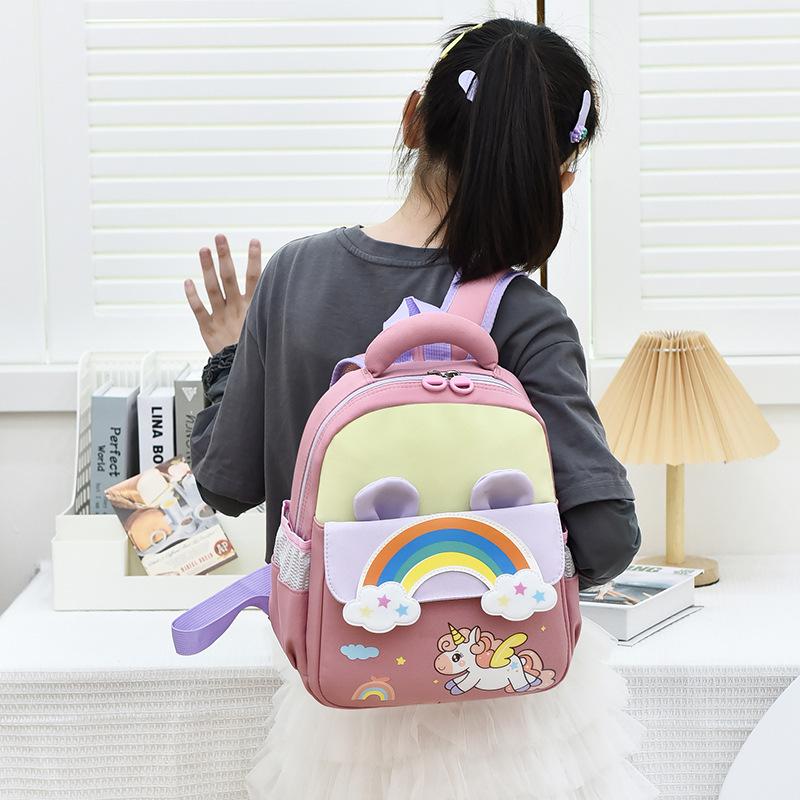 Schoolbag Creative Rainbow Children's Backpack Boys and Girls Travel Lightweight Backpack Soft Moe Kindergarten Elementary School Bag