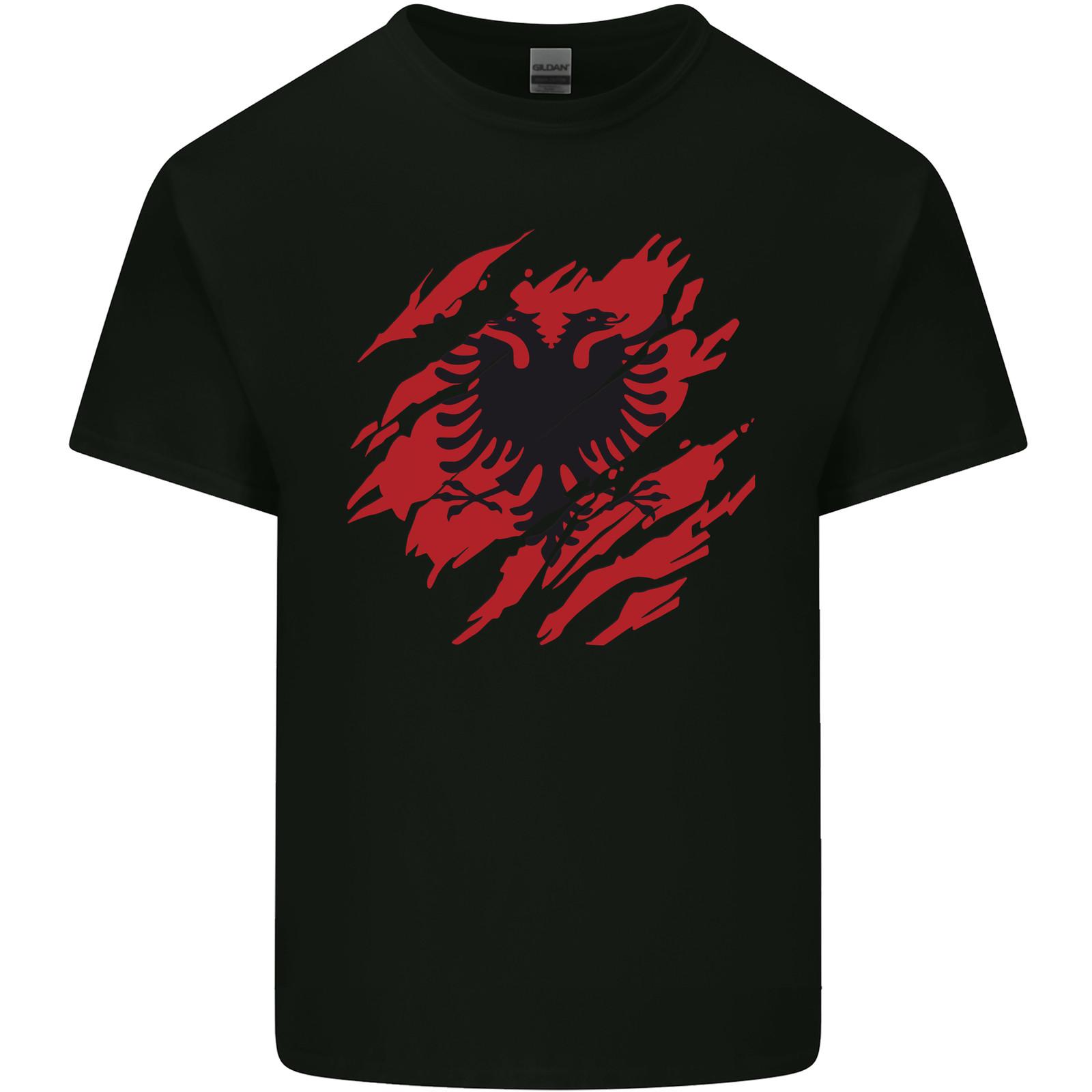 Torn Albania Flag Albanian Day Football Mens Light Cotton T-Shirt S