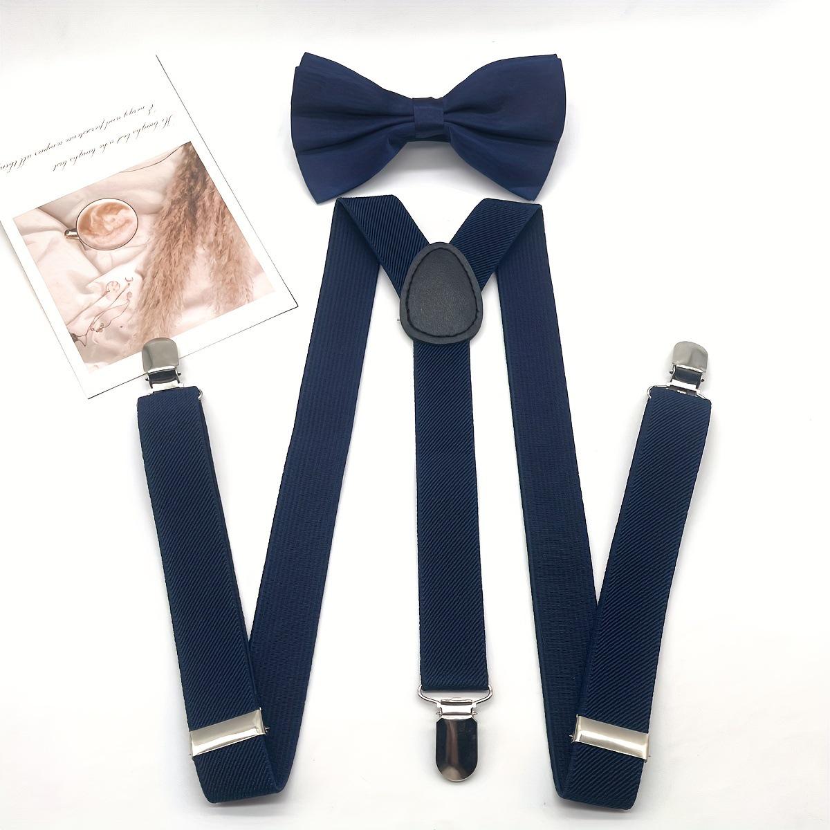 

Мужской однотонный набор галстук-бабочка и подтяжки с клипсами-дунгари