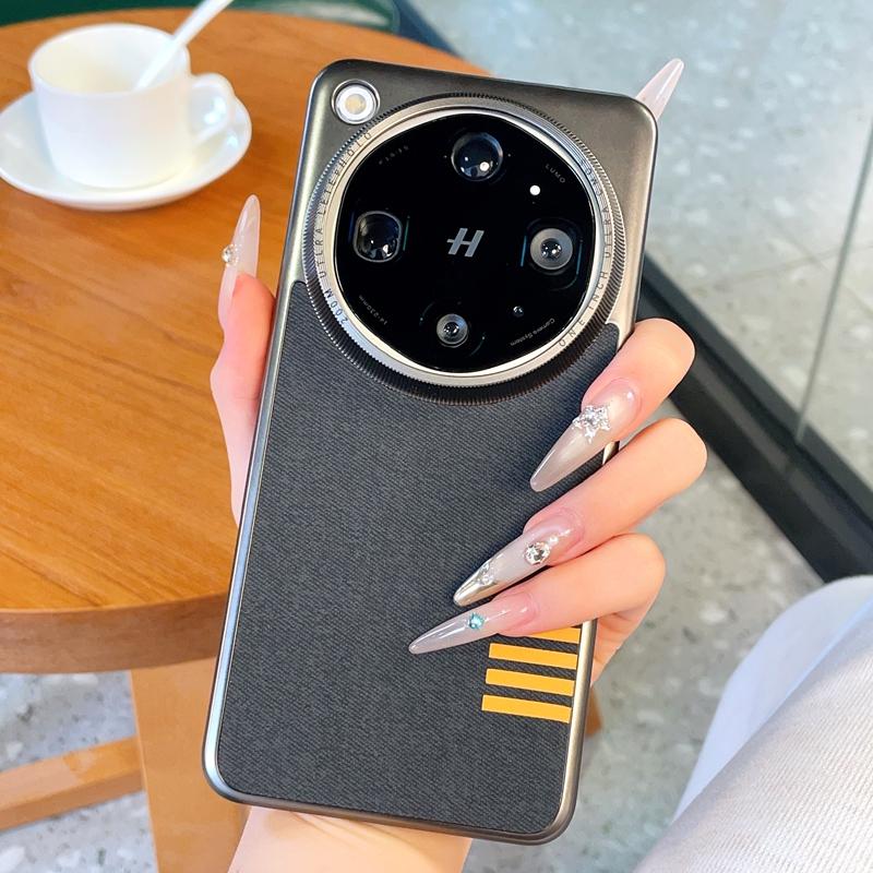 Vintage Tap-on-leather Gray Edges Lens Raised Protective Lens Case For Oppo Find X9 Ultra/9 Pro/X9s Pro/X9 Protect Cover