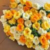 31.5 Inch Crochet Flowers Blanket Handmade Rose Bouquet Blanket Knitted Flowers Throw Blanket for Mother's Day Gift Home Decor