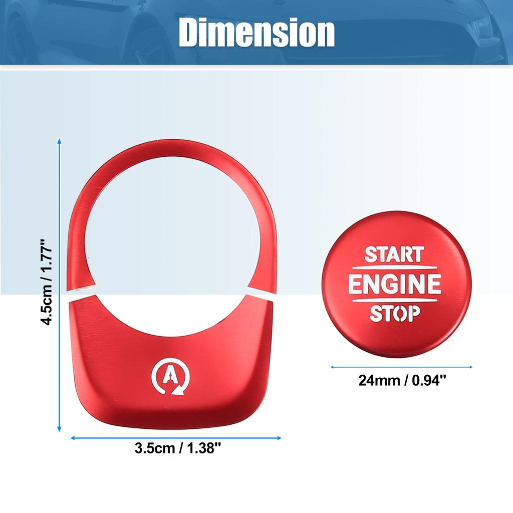 uxcell Engine Start Stop Button Cover Kit Push Start Button Trim Sticker for Mercedes