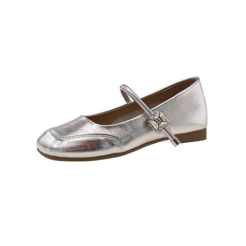 

Beautiful flat silver light mouth single shoes women s new summer skirt Mary Jane small leather shoes evening shoes 35 срібний