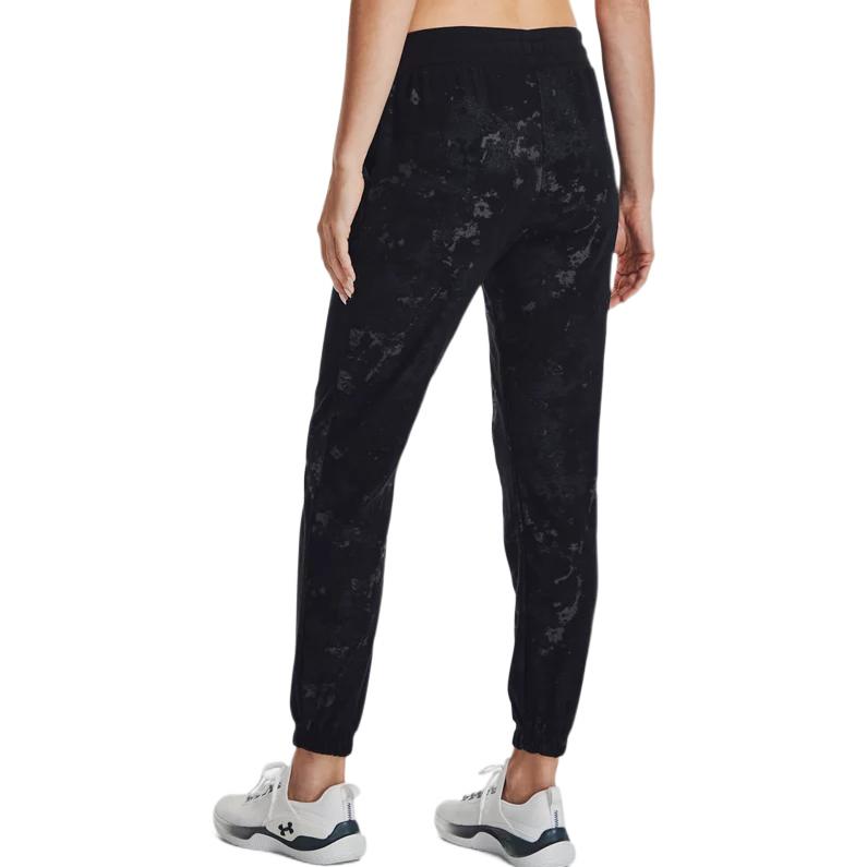 Under Armour Journey Washed Jacquard Textured Cotton Joggers Women Bottoms Black 1376916-001