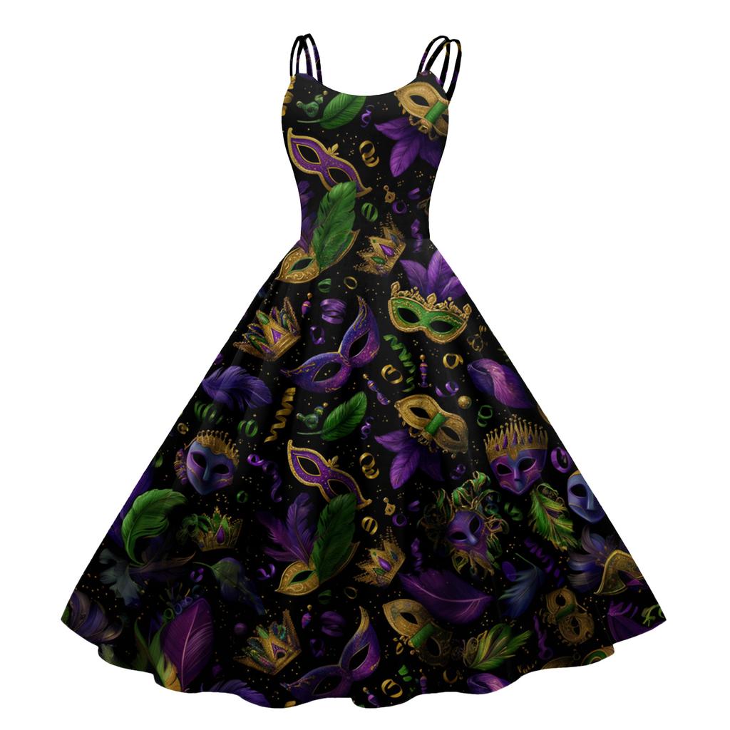 Women's Halloween Print Sexy Off-The-Shoulder Punk Vintage Dress