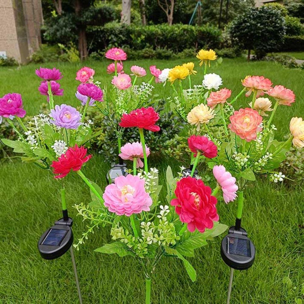 Lâmpada de Jardim 7 Cabeças Luzes de Flor Simulada para Exterior Novas Luzes LED Solares