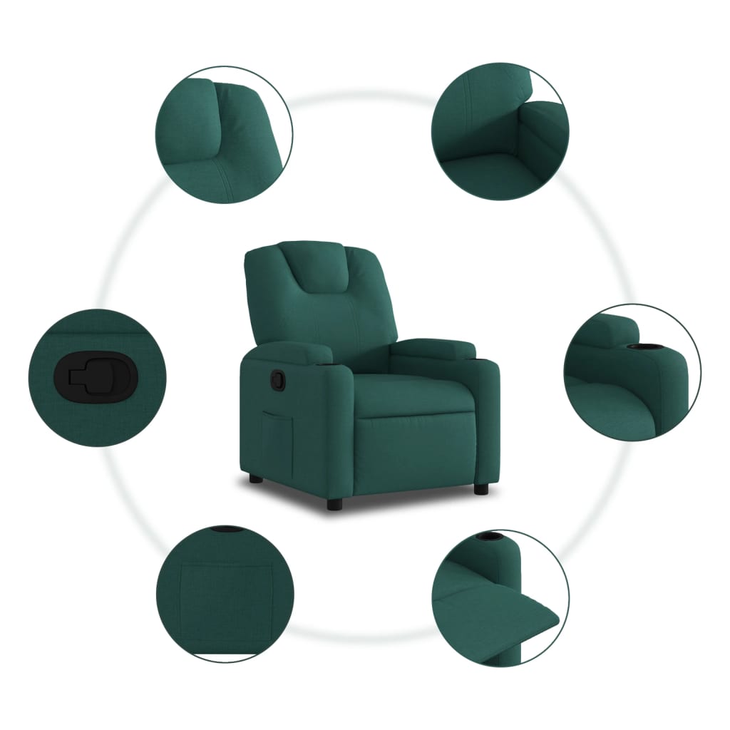 Relaxation Armchair Dark Green Fabric