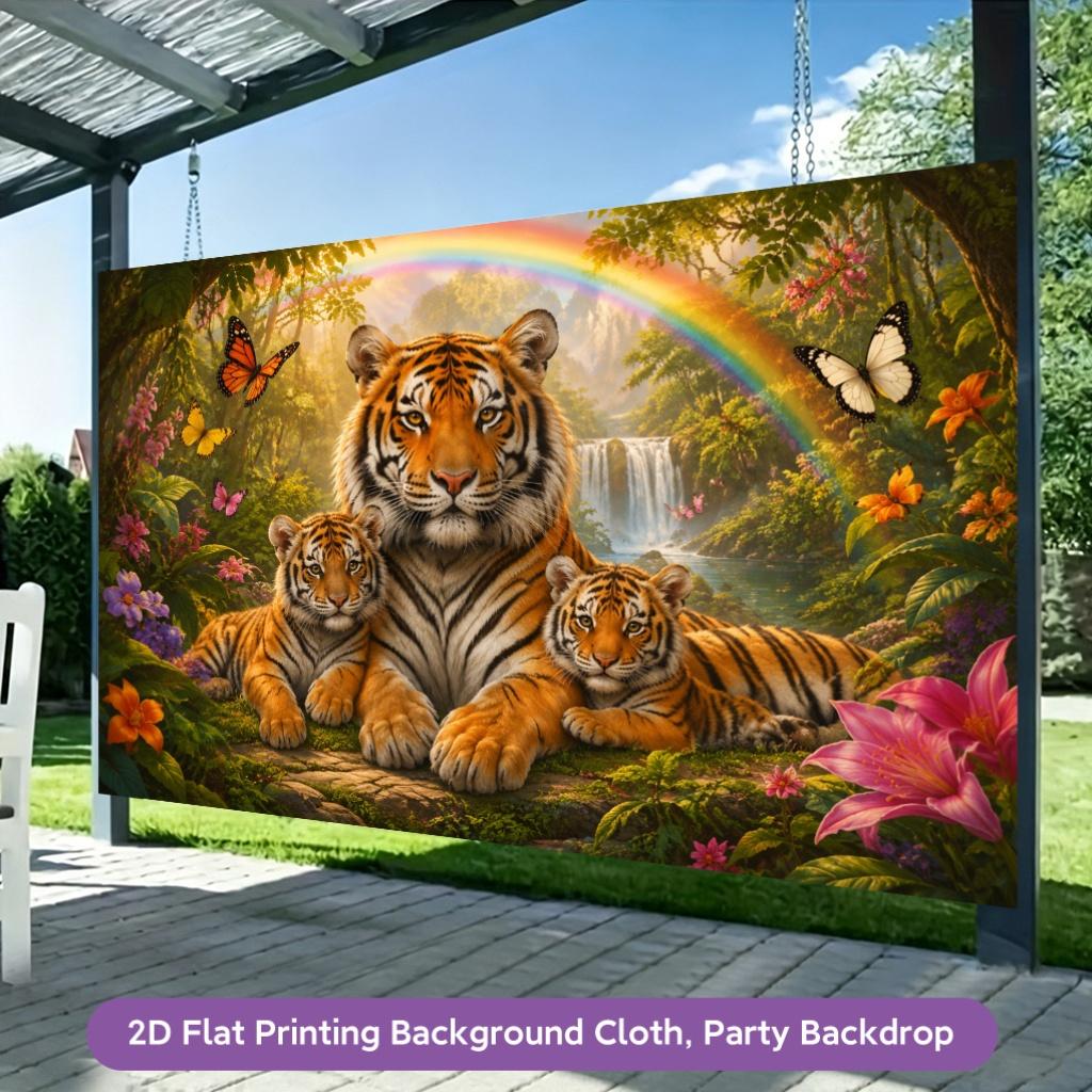 1Pcs Tigers with Friends in Decoration Background Winter Backdrop Decorations For Photo Studio Photo Booth Christams Party