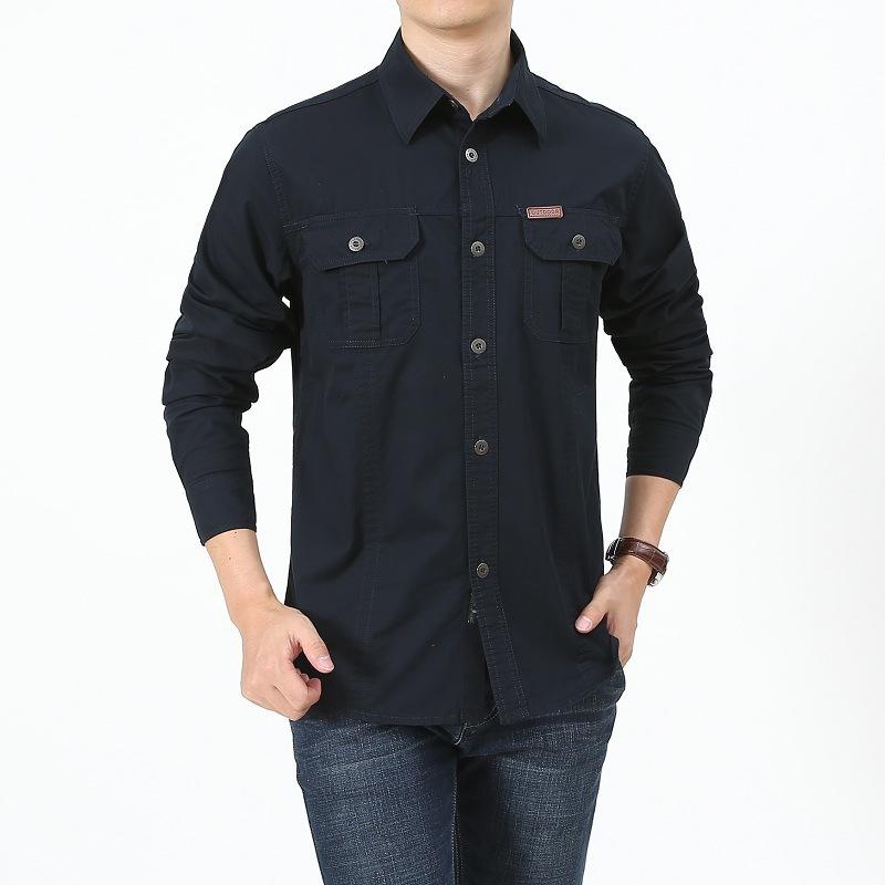 New Men's Long-sleeved Shirt for Spring and Autumn Trendy Cotton Casual Large-size Men's Shirt