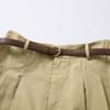 Xiangying Women's Khaki Cotton Retro A-Line Midi Skirt
