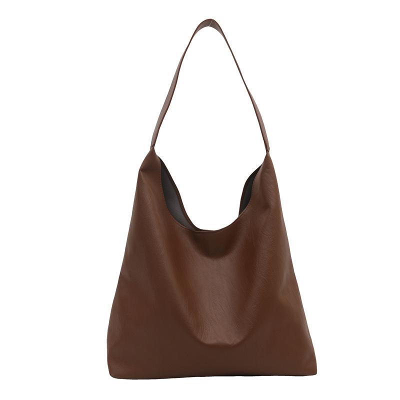 Simple Solid Color Large Capacity Tote Bag Commuter Magnetic Closure Shoulder Bag for Women