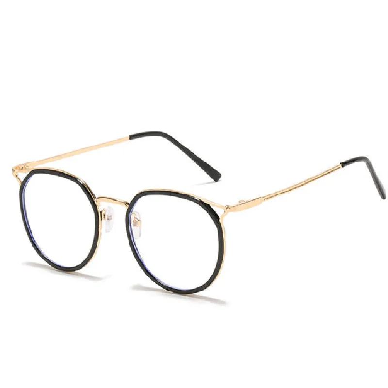 Full Frame Retro Metal Myopic Eyeglass Frame Anti Blue Light Short Sight Eyeglasses Round Women Men Cat Eye Near Sighted Glasses