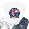 Women's Round Neck Casual Independence Day Printed Short Sleeve T-Shirt Top