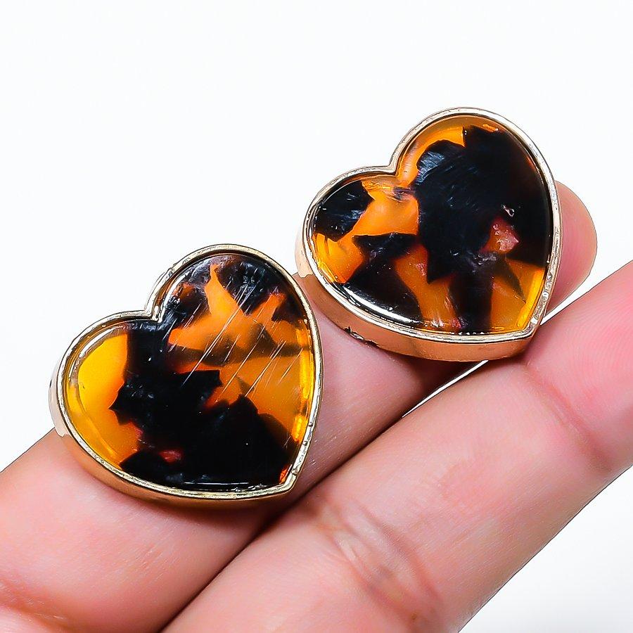 Natural Montana Agate Gemstone Brass Jewelry Earring 0.95 RE-68