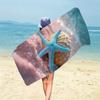 Pink Sand Seashell Starfish Texture Pattern Large Absorbent Pool Towel for Outdoor Camping and Daily Shower