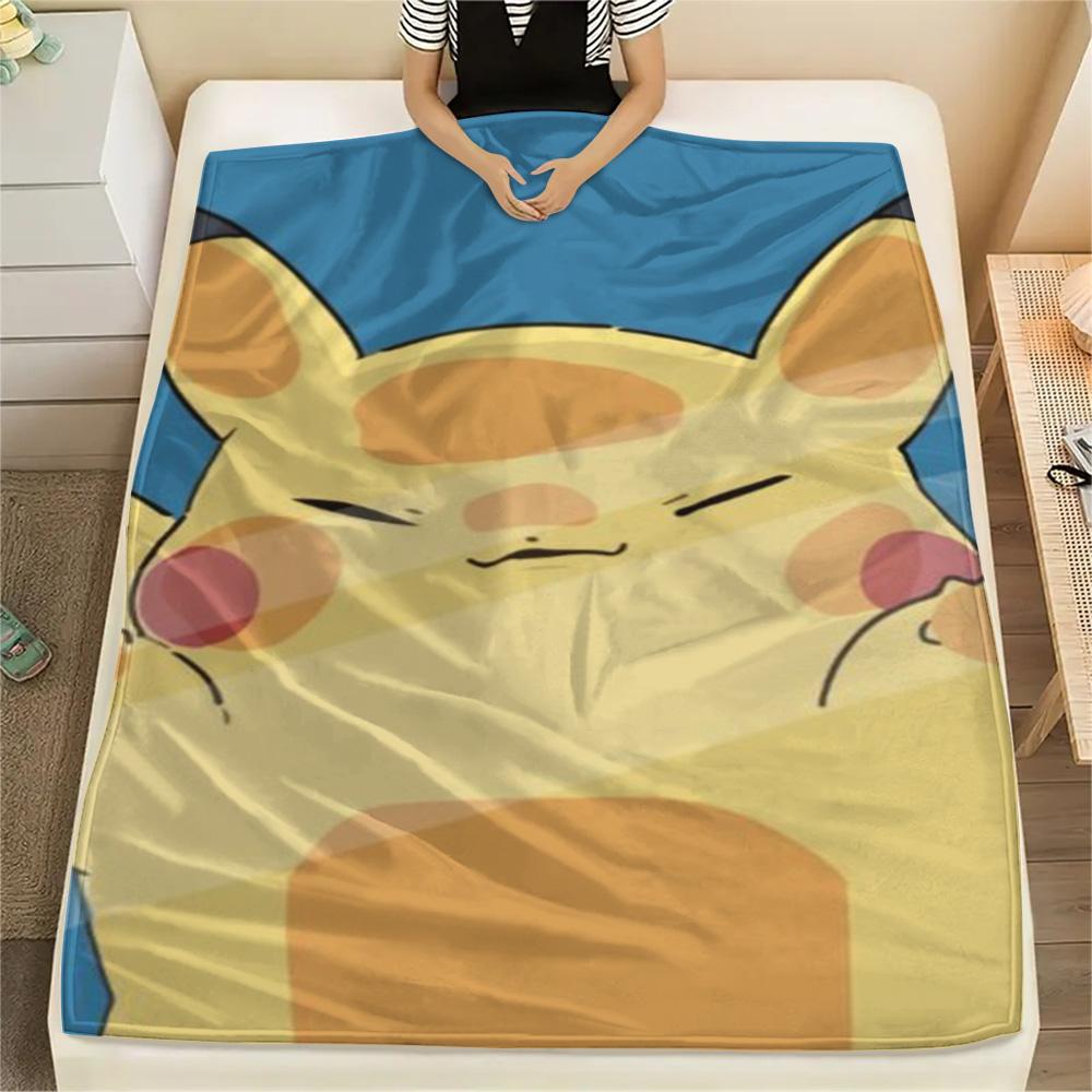 

Pikachu Home Print Flannel Blanket Comfortable for Sofa Bed Couch and Travel.-TING 75x90cm