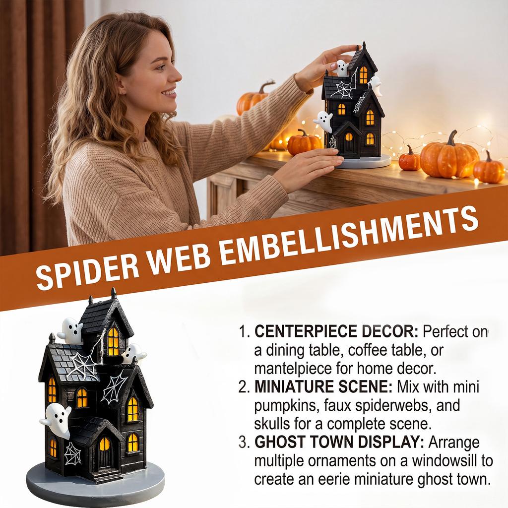 DOWMOO Halloween House Statue Quirky Gift for Party Home Festive Creative Decor less
