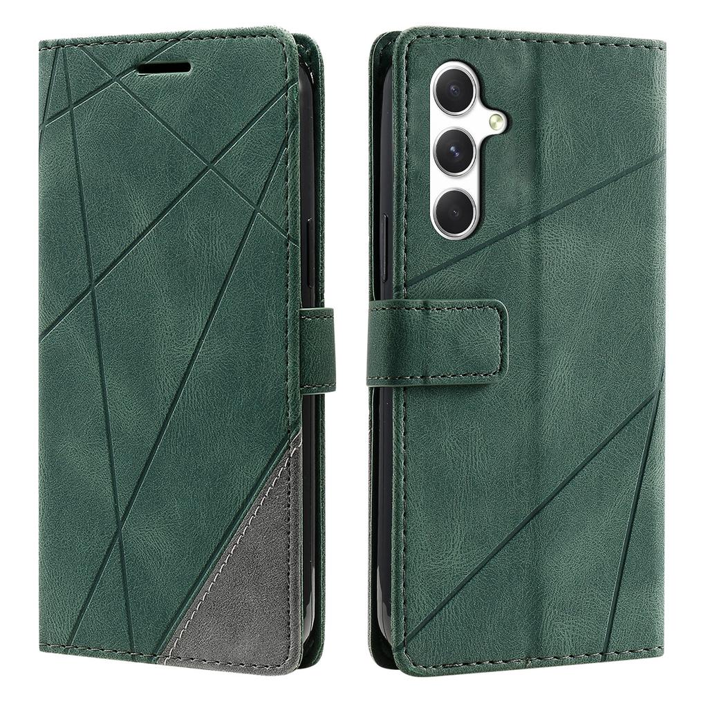 For Samsung Galaxy S25 FE Case Imprinted Lines PU Leather Splicing Wallet Phone Cover