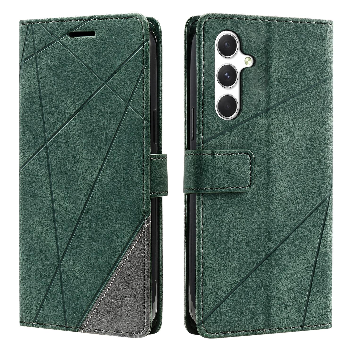 

For Samsung Galaxy S25 FE Case Imprinted Lines PU Leather Splicing Wallet Phone Cover