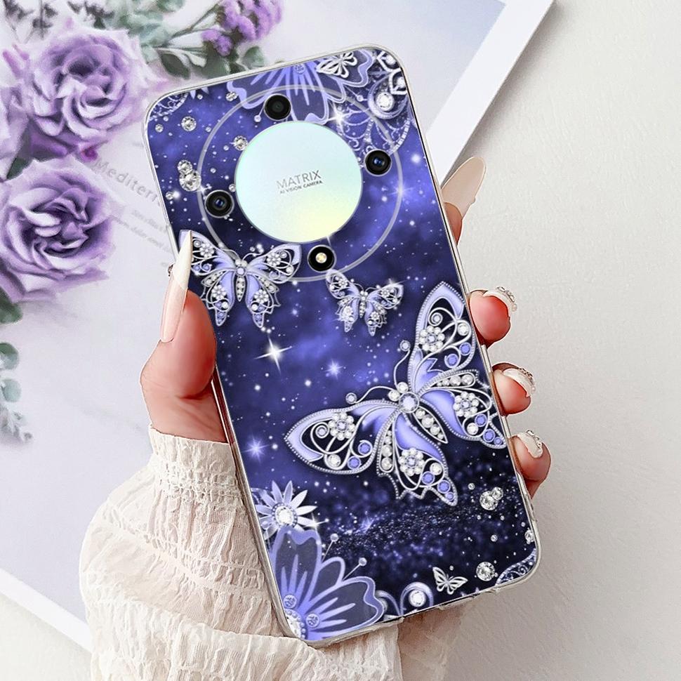 For Honor X9b 5G Case Flowers Butterfly Painted Cover Soft Silicone Casing For Honor X9 X9 b HonorX9b 5G Phone Case