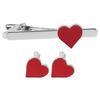 1 Set Red Heart Cufflinks Necktie Clip Alloy Business Tie Clips Decorative Cufflinks for Wedding Anniversary Jewelry Accessories