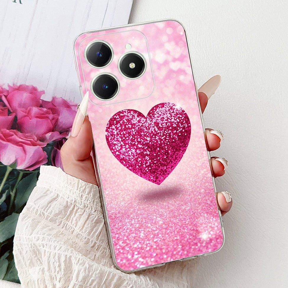 4G Clear For Realme Note 60 Case RMX3933 Luxury Butterfly Love Flowers Cool Lion Painted Phone Case For Realme Note 60X RMX3938