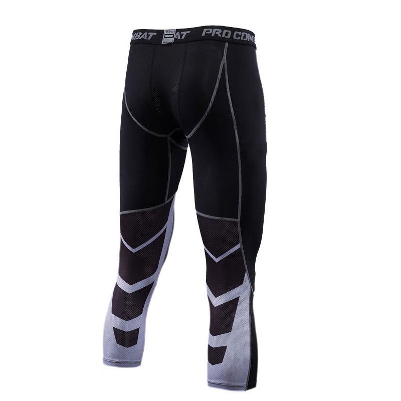 Men's Ice Silk Quick-Dry Compression Running Capri Tights – Breathable & Elastic Fitness Wear