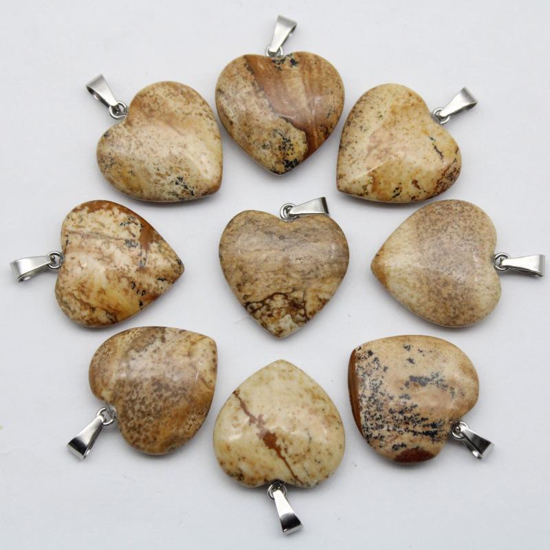 20MM Herzförmiger Naturstein Anhänger: Achat, Rosenquarz, Aquamarin, Pfirsichherz Schmuck