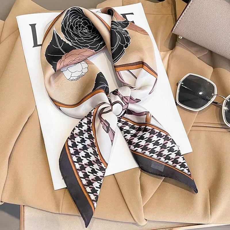 Luxury Silk Shawl Square Scarf for Women Satin Hijab Fashion Wraps Neckerchief Female Hair Bands Ribbon Headband Bandana